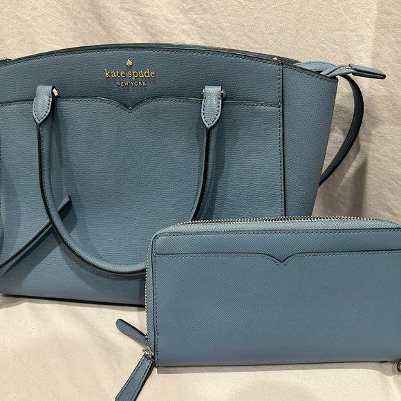 Kate Spade Authentic Blue Purse and Wallet Set - Picture 3 of 11